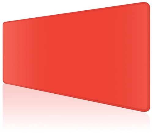 Dapesuom Large Mouse Pad, Extended Gaming Mouse Mat with Stitched Edges, Waterproof Full Size Desk Mats with Non-Slip Base, Computer Big Desktop Keyboard Pad for Gamer, Laptop, 23.6 x 11.8 in, Red