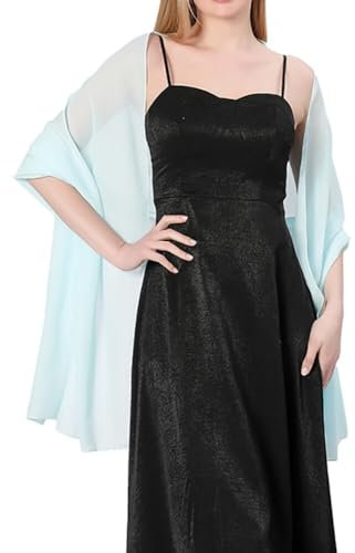 Asudaro Hochzeit Schal, Schal Stola Damen Elegante Schultertuch Chiffon Tücher Umschlagtuch Umhang für Festlich Abendkleid Hochzeit Braut Abend Party Schal Leichtgewicht Soft Sheer Stola Hellblau