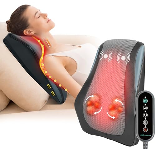 Snailax Back Neck Massagers for Pain, Shiatsu Massager with Heat for Shoulder Legs, Gifts for Men/Women, Portable Lower Back Massager for Office Home Use, 4D Deep Tissue Electric Massage Pillow