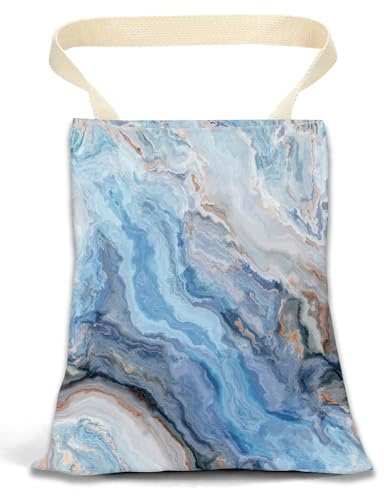 ANKVRP Car Garbage Can, Car Trash Bag, Hanging Car Trash Can Bag for Vehicle, Travelling, Camping, Cute Car Back Seat Organizer, Luxury Blue Marble