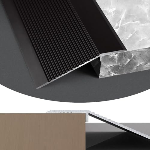 SKINCATE Övergångsprofil I Aluminium Bred 100 Mm, Golvövergång Lamina Till Klinker, 10-40 Mm Höjdutjämningsprofil, Tröskelramp, Övergångsskena(Color:Black)