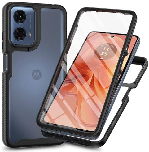 Funda para Motorola Moto E14 / G24 / G04 funda y cristal blindado con protector de pantalla integrado a prueba de golpes funda protectora 360 grados protección completa TPU silicona Case para Motorola