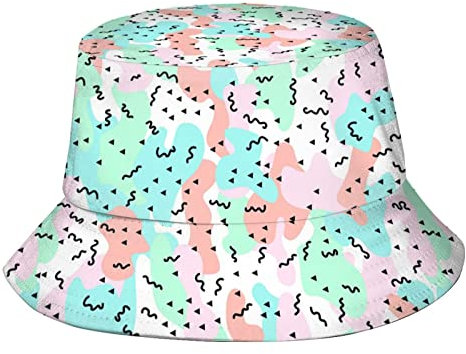 KWQDOZF Grüne Camouflage-Anglerhüte, modische Sonnenkappe, verstaubarer Outdoor-Anglerhut mit Camouflage-Muster für Damen und Herren