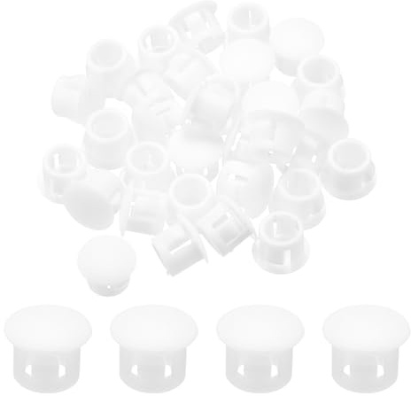 QUARKZMAN 64 Stück 7mm (9/32) Weiße Kunststoff Lochstopfen, Flache Abdeckkappen, Endkappen für Schränke Maschinen Möbel Schrank