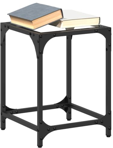 Baziroo Couchtisch mit Glasplatte 30x30x40 cm Wohnzimmermöbel Satztisch Sofatisch Beistelltisch Wohnzimmertisch Kleiner Glastisch Holzwerkstoffe und Stahl und Glas Transparentes Glas