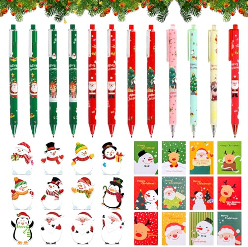 36 Stück Weihnachten Briefpapier Set, Gelschreiber Weihnachten, Sticky Notes Weihnachten und Weihnachten Notizblock, Stift Weihnachten für Schulbüro Familie Briefpapier Versorgung Geschenk für Kinder