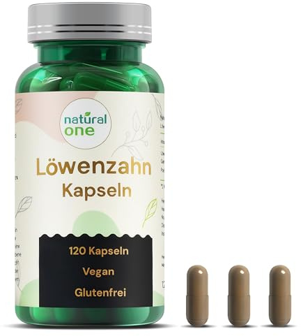 Natural ONE Löwenzahn Kapseln – 120 Kapseln, 8‑wöchige Entgiftung, 15:1 hochdosierter natürlicher Löwenzahn‑Ganzpflanzenextrakt, vegan, laborgeprüft in Deutschland, ohne unnötige Zusätze