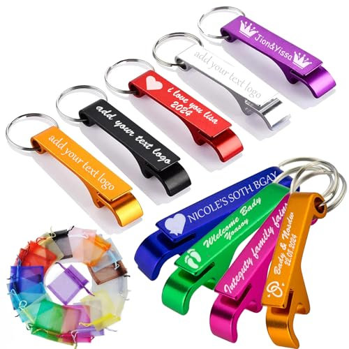 Personalised Bottle Opener Keychain,Custom Bottle Opener Keychains Bulk Engraved with Logo Text,Customised Bottle Opener Keyring Birthday Party Family Reunion Favors,Wedding Favours for Guest (100PCS)