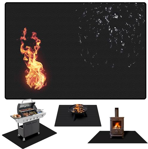 Tapis Barbecue Sol Extérieur 150x100cm Tapis Protection BBQ Camping | Imperméable Anti-Huile Nettoyable