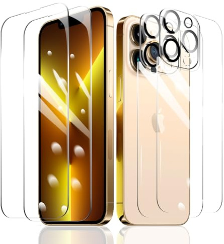 Fylnatc [2+2+2] Schutzfolie für iPhone 13 Pro Max + Kameraschutz + Rückseite Schutzfolie mit einfachem Befestigungswerkzeug, Panzer Schutz Glas, gehärtetem Glas