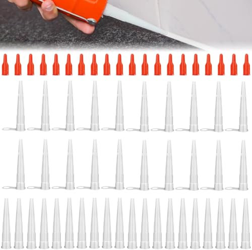 60 punte per cartucce, punte in silicone, punte in silicone trasparenti, con filettatura, punte in silicone, tappi di ricambio per cartucce in silicone, sigillanti