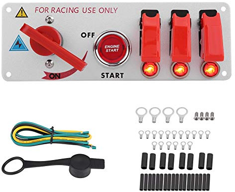 Pannello interruttori di accensione per auto da corsa 12V con levetta LED e pulsante di avvio del motore per auto da corsa professionali e progetti fai-da-te