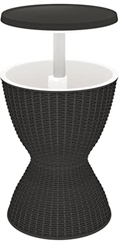 Eleganz 3-in-1 Gartentisch mit Eiskühler - Schwarz, Polypropylen mit Rattan-Optik - Langlebig & Stilvoll für Terrasse & Garten
