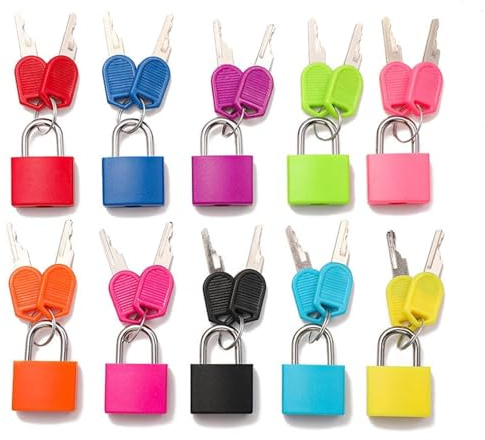 10 Pcs Suitcase Locks with 20 Keys, Small Padlocks Luggage Locks Coloured Metal Padlocks for Travel School Gym (23mm,10 Colors)