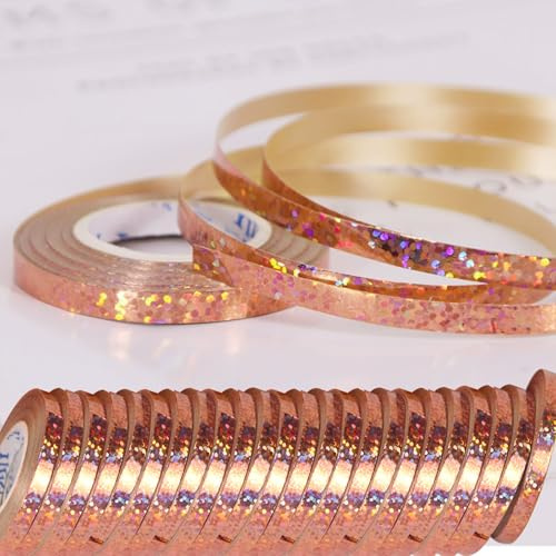wenweo 240 Meter Luftschlangen Rosegold, 24 Rollen Streamers Rosegold | Luftschlangen für Silvester, Karneval, Fasching, Geburtstag Deko, Hochzeit Deko und alle Arten von festlichen Dekorationen