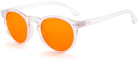 Long Keeper Lunette Anti Lumiere Bleue Homme Femme Lunettes Orange Anti Lumière Bleue Rondes Retro Lunettes Ordinateur Anti Fatigue Filtre Bleu pour Gaming PC