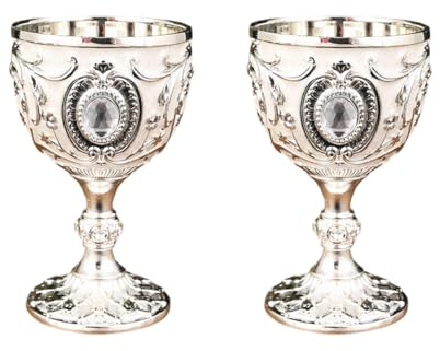 ZAYIUKI 2 bicchieri da vino da 30 ml, vintage, in metallo, decorazione per la casa, accessori per feste