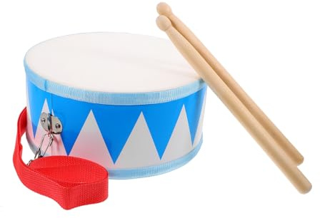 ERINGOGO Kleinkindtrommel und Rhythmusförderung und Dreiecksmuster Holz mit Nylon Schlagfell zur Frühen Musikerziehung Lernspielzeug für Kinder und Mädchen