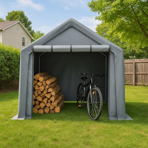 Geräteschuppen 244x217x241cm, Fahrradgarage, Fahrradgarage Wetterfest, Garagenzelt, Gartenhaus Lagerzelt Fahrradschuppen Werkzeugzelt Lagergarage, Gerätezelt mit Wasserdichtes Rolltor