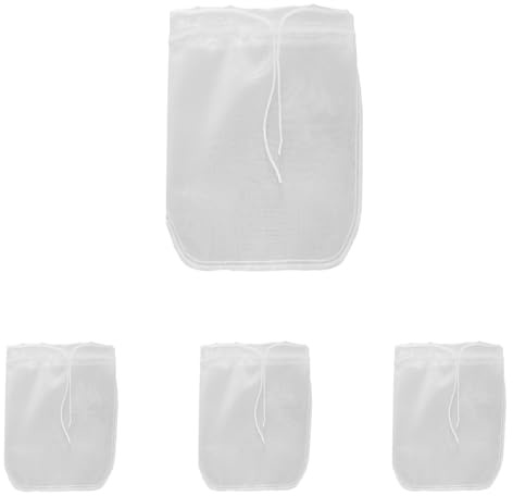 ZSUIQIN 4 Piezas Bolsas de Muselina de Nailon, Bolsas de Te Filtro Te Reutilizables con Nailon, Bolsas de leche para tamizar, para leche de nuez, zumo,elaboración de cerveza casera (7,5 * 13,5cm)