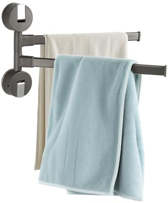 Ribelli Handtuchhalter Ohne Bohren, Saugnapfdesign Handtuchstange Doppelt, Gästehandtuchhalter Wand aus Aluminium, Badetuchhalter für Badezimmer küche, Anthrazit