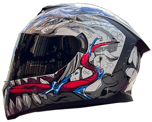 Casco Moto Integrali Per Adulti Caschi Integrale Retrò Omologato DOTECE Con Doppia Visiera Calotta Leggera In ABS Per Adulti Uomini Donne Per Cross E Off-Road Integrato G,XXL:63-64CM