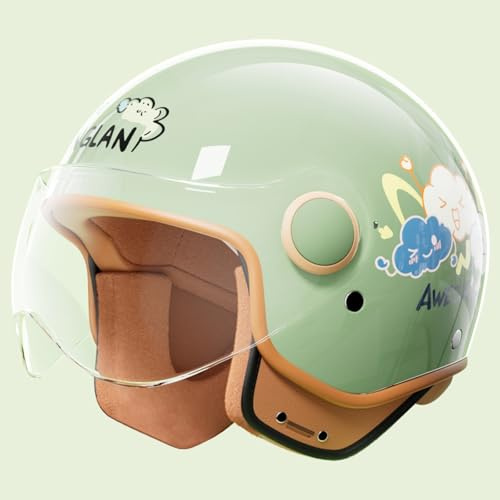 Stylischer Roller Helm | Halbhelm | Moped Helm Mit Sonnenblende | ECE 22.06 Zertifiziert | Crosshelm Für Damen Herren | 3/4 Jethelm G,54-62cm
