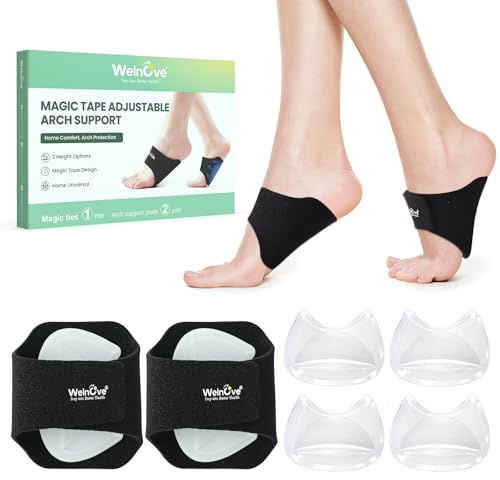 Welnove - Inserti di supporto per arco plantare per uomini e donne, altezza regolabile da 6 mm e 10 mm, fasce antiscivolo per alleviare la fascite plantare, soletta in gel per piedi piatti, archi alti