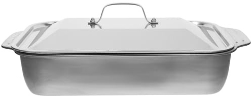 SHINEOFI Plat à Rôtir en Acier Inoxydable Rectangulaire 41X24X75 CM avec Couvercle Plat Profond pour Cuisson Poisson Plateau de Cuisson Multifonction Cuisine Maison