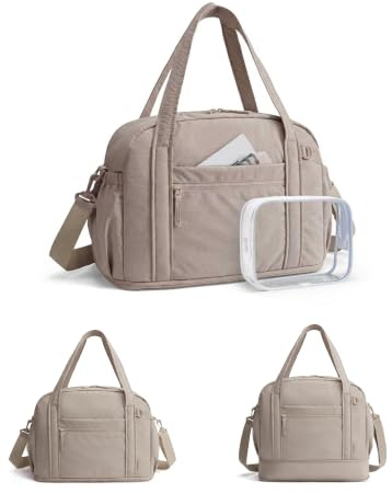 BAGSMART Erweiterbare Reisetasche Damen Sporttasche Handgepäck 23,5-30 L | mit Transparente Kulturtasche Verstellbarer Gurt Trolley-Gurt, Travel Duffle Gym Bag Kliniktasche Geburt für Reise Fitness