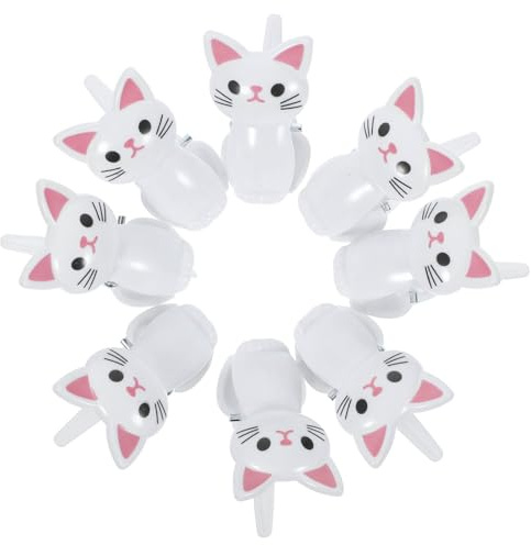 GLSTOY Lot de 8 Pinces pour Sachets de Chat Blanc, Clips D'étanchéité Alimentaires Multifonctions, Pinces à Paquet Réutilisables pour Fermeture de Snacks et Conservation des Aliments,