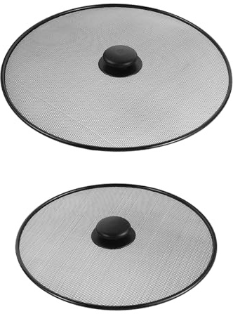SOLUSTRE Stainless Steel Splatter Screen for Frying Pan 29cm 25cm Mesh Grease Guard with Knob Oil Splash Protector for Cooking and Boiling