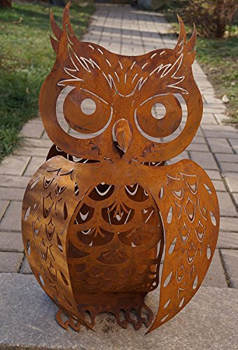 Edelrost Eule filigran 3D Optik Beleuchten Garten Terrasse Tierfigur Kauz Metall | Filigran, 3D Optik, Beleuchten, Garten Terrasse, Kauz
