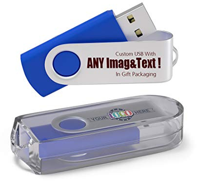 MEINAMI 50 Piezas 4GB Memoria USB Personalizada Flash Drive con su Logotipo - USB 2.0 Azul
