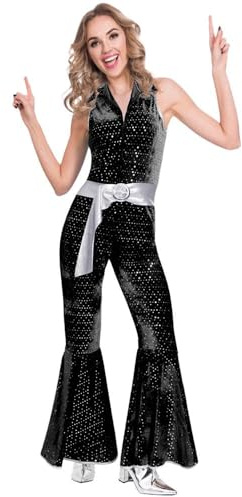 amscan Adult Womens Disco Jumpsuits Fancy Dress Retro Party Costume
