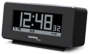 Technoline WT295 radiostyrd väckarklocka med justerbar negativ display, 2 larm, automatisk nattlampa, datum- och temperaturvisning, snooze-funktion (snooze)