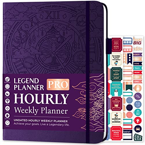 Legend Planner PRO Stundenplaner Edition - Deluxe Wochen & Tagesplaner mit Zeitfenstern. Zeitmanagement-Terminbuch Tagebuch für Arbeit & Privatleben, undatiert, A4, Hardcover (Lila)