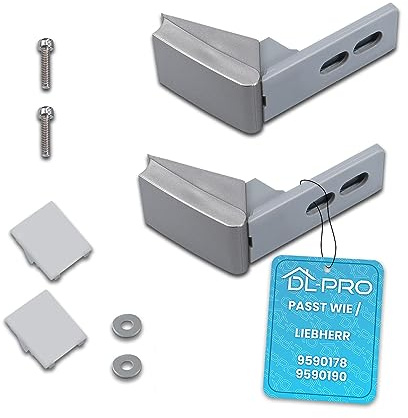 DL-pro Türscharnier Set für Liebherr Kühlschrank Ersatz für 9590178 9590190 2 Stück Silber Reparatursatz mit Schrauben Unterlegscheiben für Perfekte Türfunktion