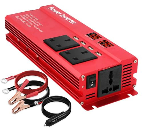 LVYUAN Power Inverter 850W /2000W DC 12V to 240V AC Car Converter with 4 USB 3 AC Sockets Car Adapter With LED Display for Travel Camping RV Truck
