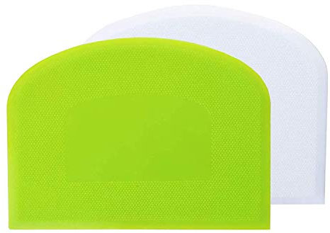 Ailiver Raschietto per pasta in plastica con corno da pasticceria, taglierina per pasta, 2 pezzi in plastica raschietto per pasticceria, spatole per pane per cucina, pasticceria, frittelle, 12 x 9,5