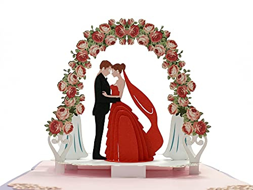 CUTPOPUP Gate Wedding - Hochzeitskarte, Jubiläumskarten, Pop-Up-Hochzeitstagskarte, 3D-Valentinstagskarten, Geburtstagskarte für Ehefrau (Torhochzeit) US8-WD041