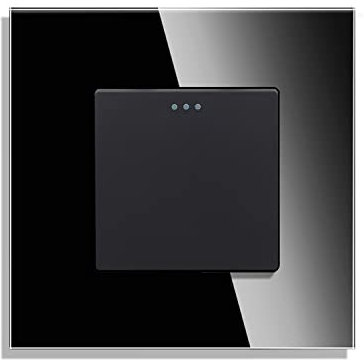 CNBINGO Wechselschalter Rocker Knopfschalter, modernem Kristallglas Schwarz Wandtafel, Elektrischer Einzellichtschalter, 1-Fach, Wechselschalter