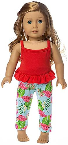 Aeromdale Puppenkleidung für 46 cm große amerikanische Puppe, ärmellose T-Shirt-Hose, Outfits Custume Zubehör - #B