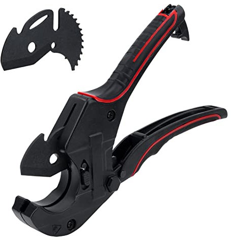 Kunststoff Rohr Abschneider, 42mm Ø Professioneller Rohrschere mit 1 Ersatzklinge von PVC/PE/PP/PEX/PPR/PPE Rohrschneider, Rohr Schere für Heim- und Wartungsarbeiter