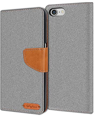 Verco kompatibel mit iPhone SE 2022 Hülle, für iPhone SE 2020 Schutzhülle für iPhone SE 2./3. Generation Tasche Denim Textil Book Case Flip Case - Klapphülle Grau