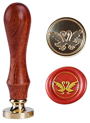 Ychostamp Wachssiegelstempel mit keltischen Tieren, Schwan, 2,5 cm, Siegelwachsstempel, 2,5 cm, Vintage, personalisierbar, Wachssiegel für Hochzeit, Brief, Einladung, Umschlag