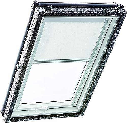 Store à Enroulement Roto ZRE - Store Toile Exclusif pour Lumière du Jour - Rail de Guidage Argent - pour la Série Designo R4/R7 et Classic 43/73 - Taille 114/098 | 11/09 - Couleur du Tissu Blanc