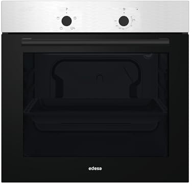 Edesa Horno Estático EOE-5010 X/A, 62 Litros, 4 Programas de Cocinado, Esmalte ETC Fácil Limpieza, Puerta de Cristal Negro, Panel de Control, Acero Inoxidable, Color Negro