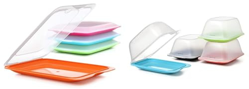 Tatay Set de 4 Unidades Porta Embutidos y Alimento Fresh, Libre de BPA, Reutilizables, Apilables & Porta Embutidos y Alimentos Fresh Quesera, Libre de BPA, Reutilizables, Apilables
