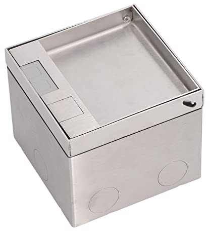 Asixxsix Scatola di Copertura Presa a Pavimento, Scatola elettrica a Pavimento con Porta Cavo di Rete&Coperchio in Acciaio Inossidabile con Presa 16 Amp Scatola di derivazione Incasso